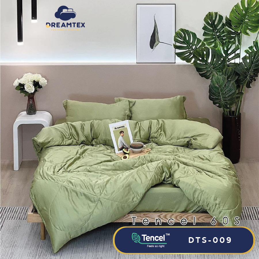 Bộ chăn ga Tencel đơn sắc Dreamtex DTS-009