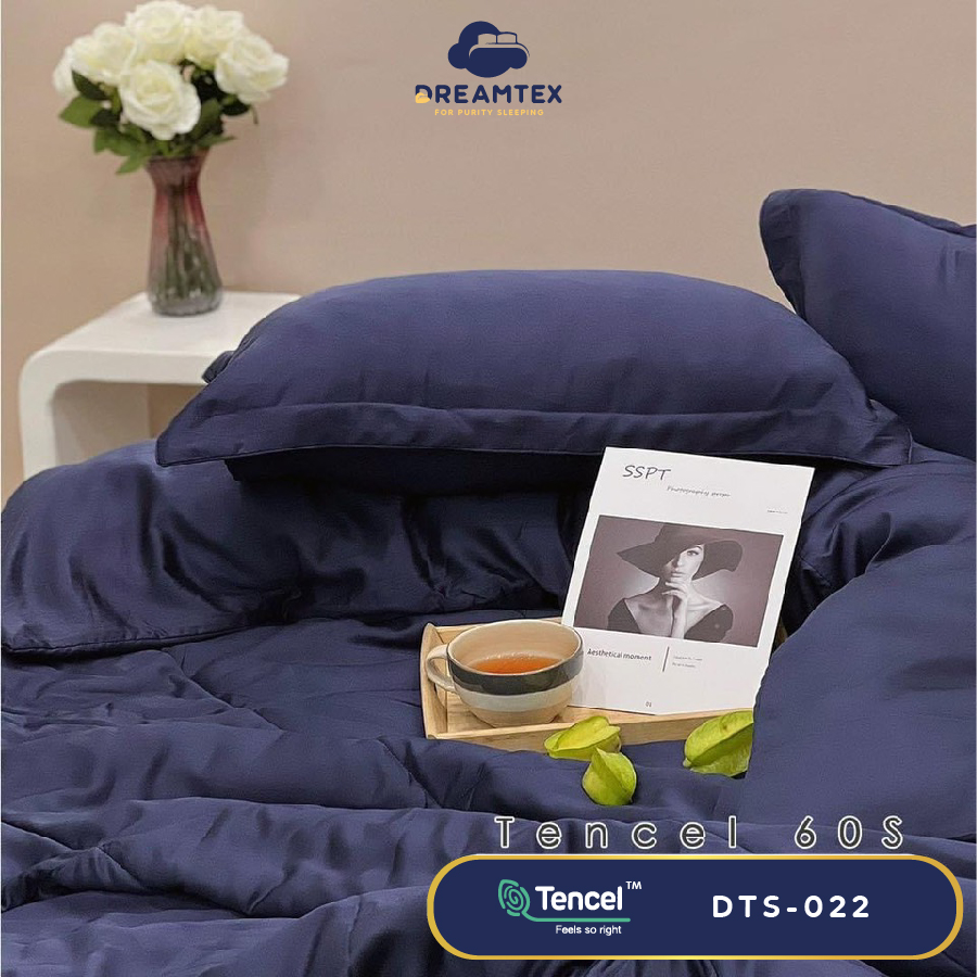 Bộ chăn ga Tencel đơn sắc Dreamtex DTS-022 - Ảnh 2