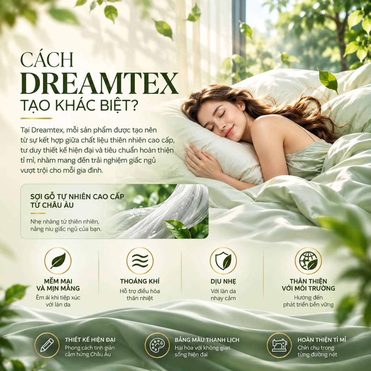 Cách Dreamtex tạo khác biệt với chất liệu sợi gỗ thiên nhiên cao cấp và thiết kế tinh tế